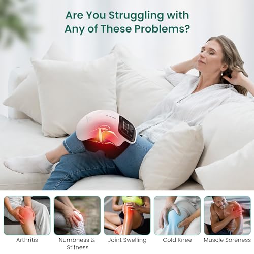 Snailax Knee Massager with Heat, Red Light & Vibration Knee Heating Pad, Heated Knee Wrap, Gift for Mom Dad Men Women