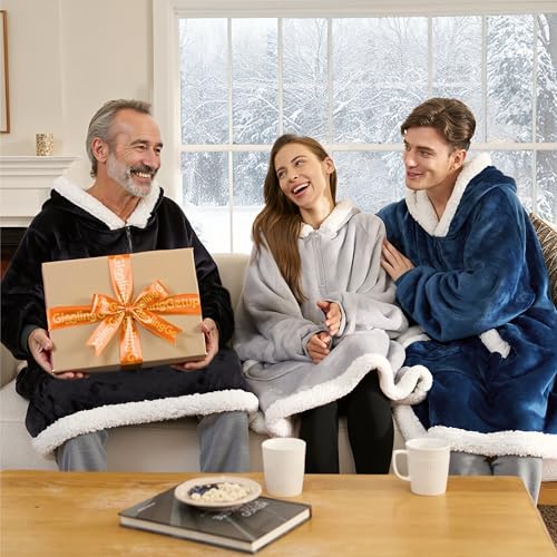 Giggling Getup Wearable Blanket Hoodie for Women and Men Gifts for Women Mom Wife Sherpa Fleece Hooded Blanket Sweatshirt ...