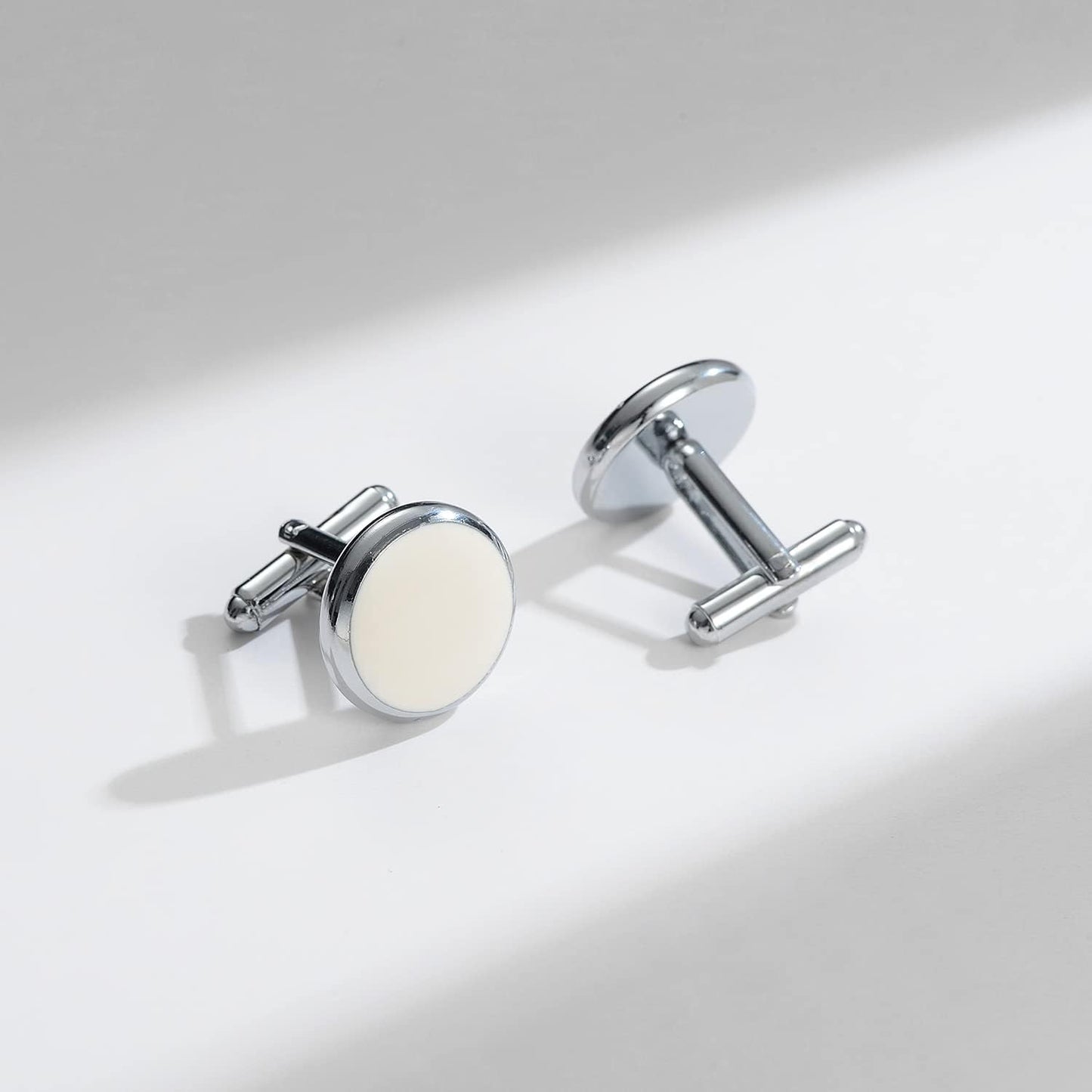 UJOY Cufflinks and Studs Set Blanks Round 4 Colors Shirt Tuxedo Buttons Packed in Cufflink Box for Men