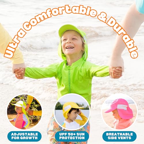 SwimZip Sun Hat with Neck Flap | UPF 50+ Protection for Baby, Toddler, and Kids