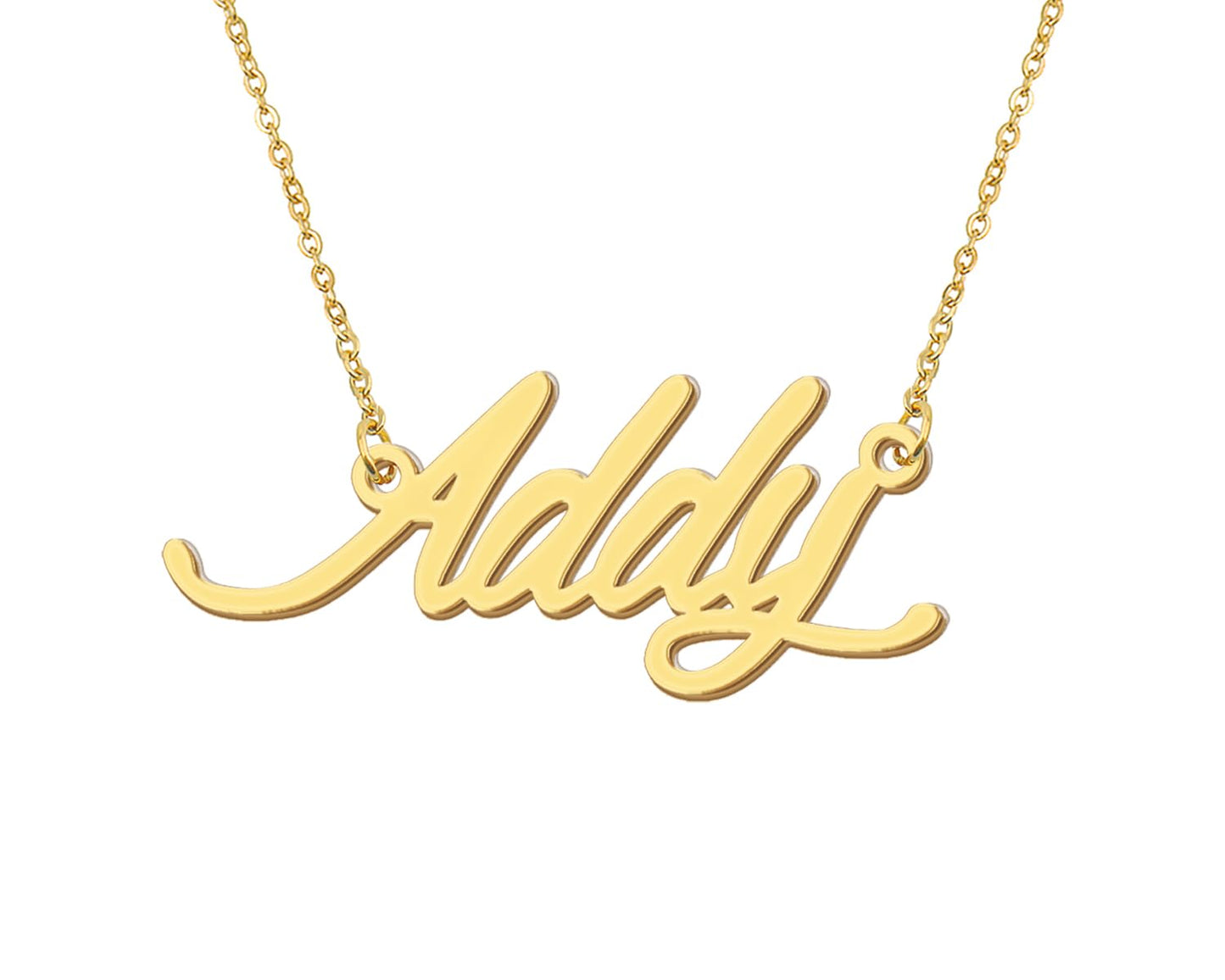 Aoloshow 18k Gold Plated Addy Name Necklaces Stainless Steel Mens Nameplate Jewelry for Best Friends