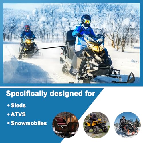20ft Snowmobile Tow Straps, Heavy-Duty Tow Rope with Two Black Metal Hooks, Emergency Safety Tool Accessories Kit for Sle...