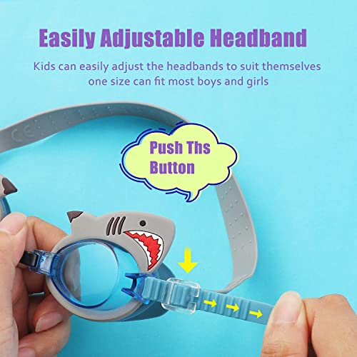 Tsctswk 2 Pack Kids Swim Goggles No Leaking Anti Fog Waterproof Adjustable Goggles for Kids Ages 2-12 Toddler Boys Grils