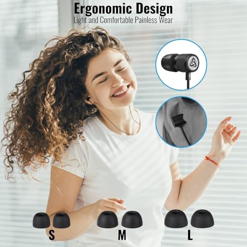 LUDOS Ultra Wired Earbuds in-Ear Headphones, 5 Years Warranty, Earphones with Microphone, Noise Isolating Ear Buds, Memory...