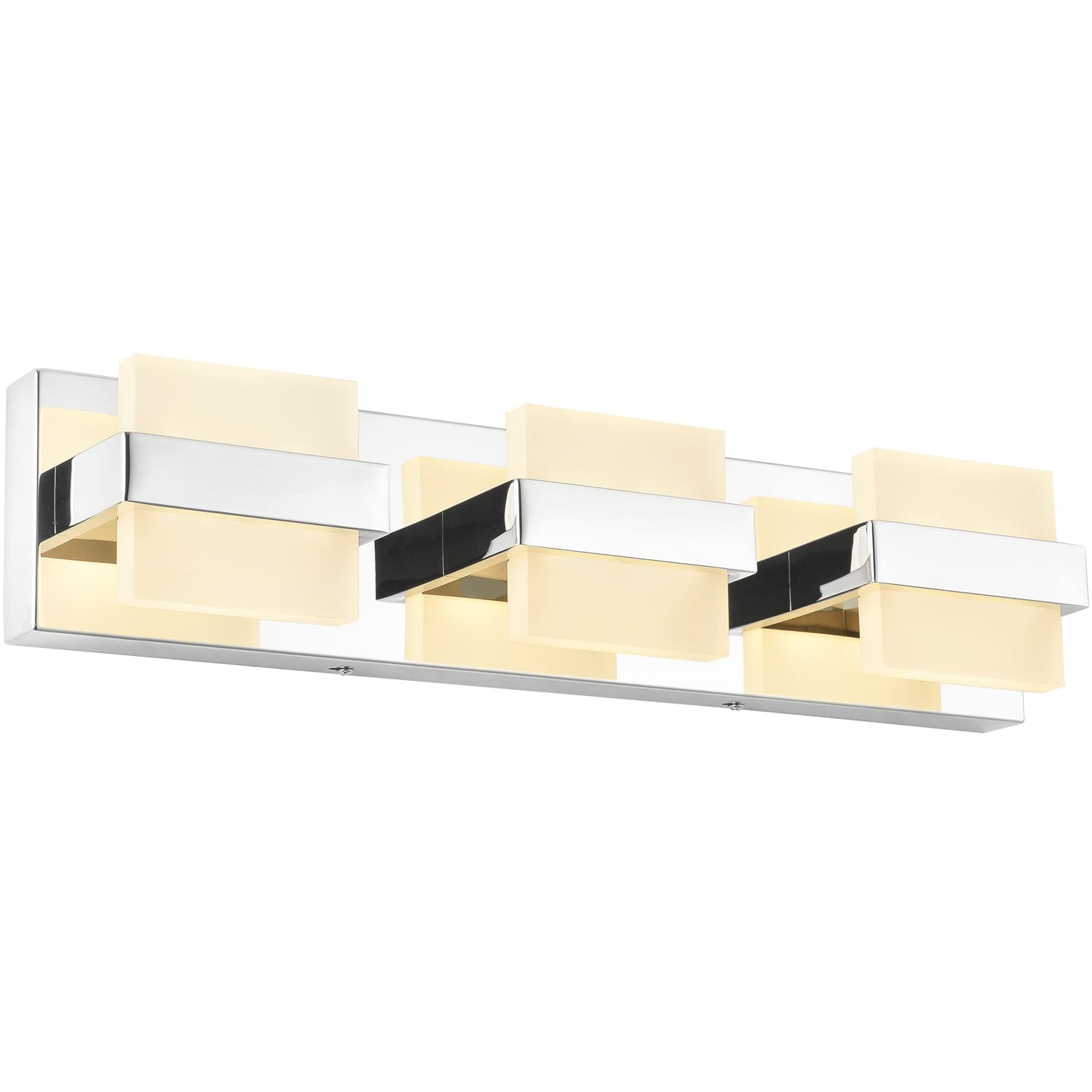 SOLFART LED Vanity Lights 3 Lights Warm Light 3000K Chrome Stainless Steel Model 7248-3T-Warm