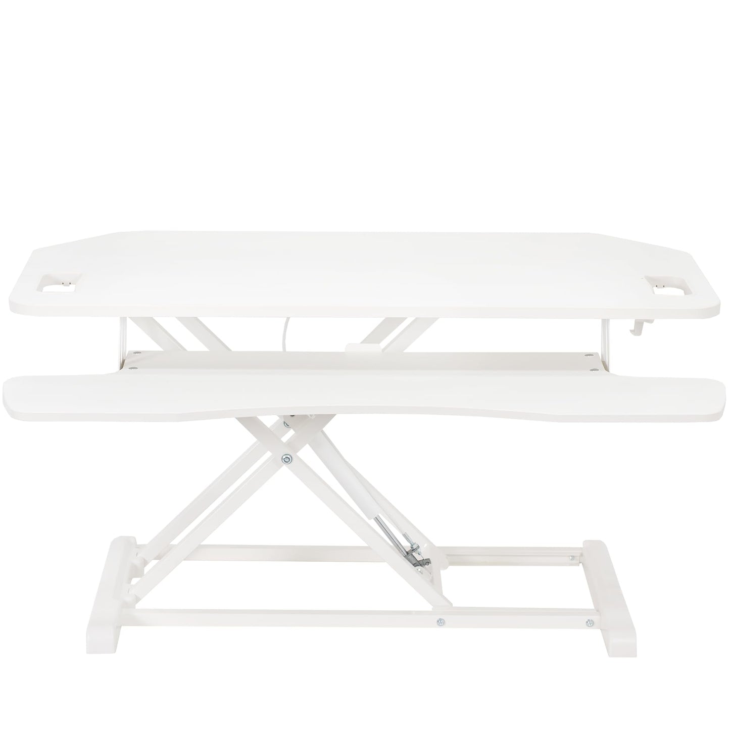 Vivo Extra Wide 38 Inch Corner Desk Converter, K Series, Height Adjustable Sit To Stand Riser, Dual Monitor And Laptop Workstati