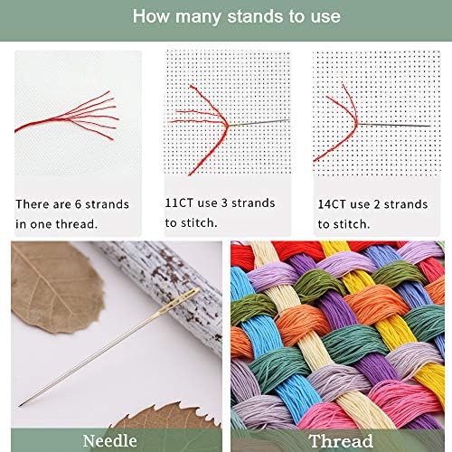 Stitchmelody 14CT Counted Cross Stitch Kits,DMC Unprinted Pattern Embroidery Set Needlework-Cactus 13.4''×13.8''