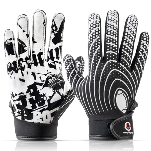 NavyGlyvux Youth Football Gloves, Super - Sticky Receiver Gloves for Kids Boasting Unbeatable Grip - The Perfect Present f...