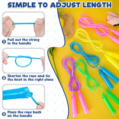 Jump Ropes for Kids, Colorful Jump Ropes for Kids Bulk, Adjustable Skipping Ropesfor Boys Girls, Tangle-Free Plastic Jumpi...