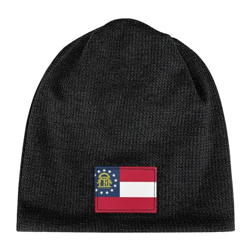 Georgia State Flag Print Lightweight Waffle Pullover Hat Men Women Winter Headwear Outdoor Camping Travel