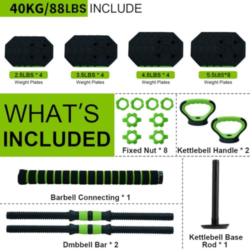 30/44 /66/88Lb Dumbbell Sets Adjustable Weights, Free Weights Dumbbells Set for Home Gym