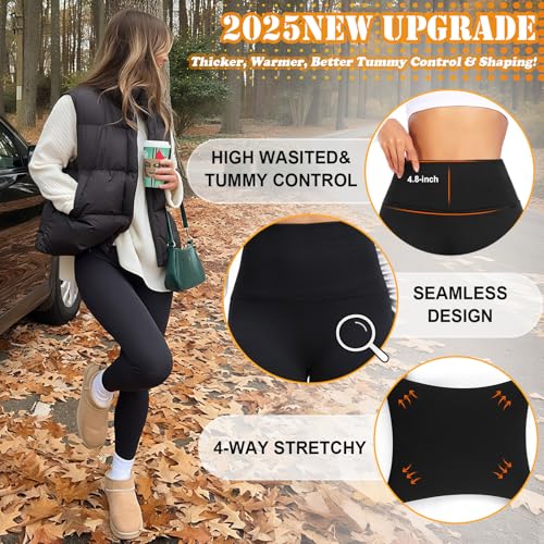 yeuG Fleece Lined Leggings for Women Thermal High Waisted Tummy Control Seamless Workout Yoga Pants