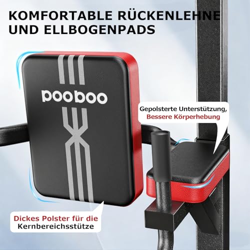 Pooboo Power Tower Dip Station Pull Up Bar for Fitness Home Gym Workout,450 Pounds Multi-Function Adjustable Height Fitnes...