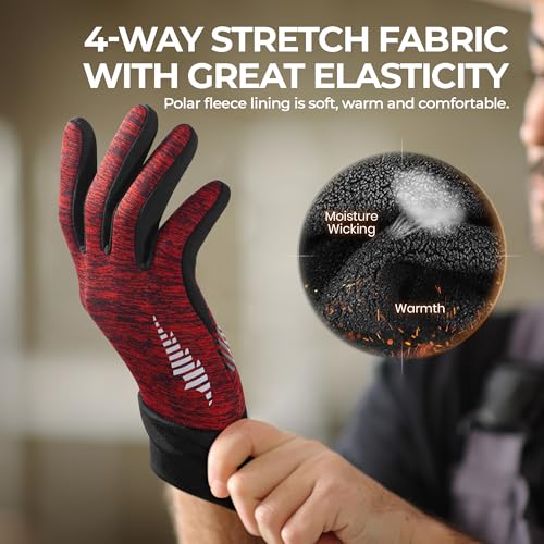 rivmount Lightweight Winter Running Gloves, Touch Screen & Anti-Slip Warm Thermal Glove Liners, Cool Weather Driving Cycli...