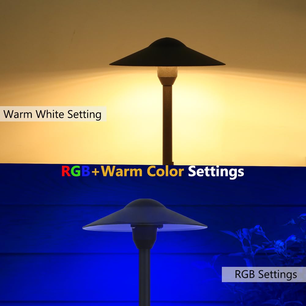 Cheopha RGB T5 T10 Wedge Base LED Bulbs, 2-Pack, Warm White + Multi Colors, Glass, 12V for Halloween & Outdoor Lighting