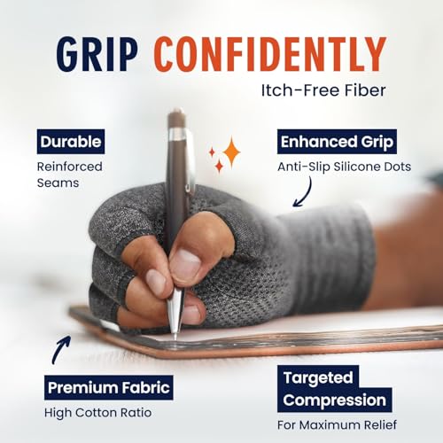 Dr. Frederick's Original Arthritis Compression Gloves for Women & Men - Doctor-Developed Fingerless Hand Support for Arthr...