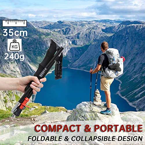 BISINNA Carbon Fiber Trekking Poles Collapsible Walking Sticks Hiking Folding Poles Quick Lock for Women and Men Hiking Mo...