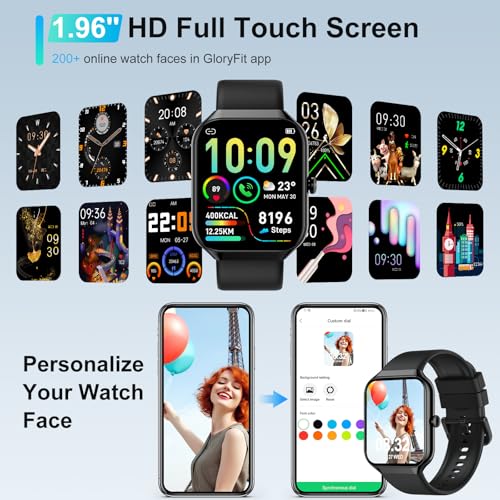 Smart Watch(Answer/Make Call), 1.96"HD Smartwatch for Men Women with Heart Rate/Sleep Monitor/Pedometer, 2025 New Activity...
