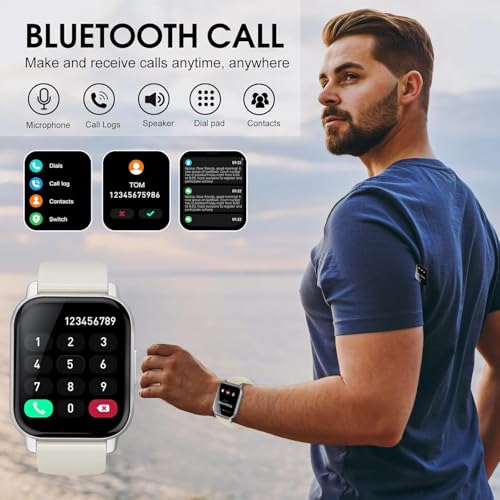 Smart Watch for Men Women with Bluetooth Call/Message Reminder, Smartwatch 1.85" Screen, Fitness Watch Heart Rate/Sleep/Ca...