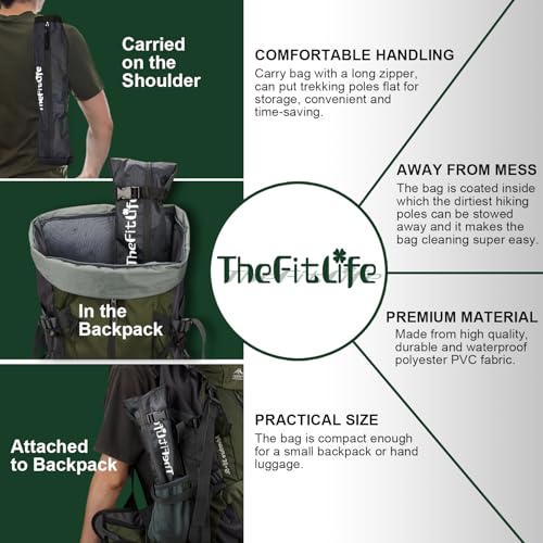 TheFitLife Collapsible Trekking Poles for Hiking – Lightweight Folding Walking Sticks for Men and Women with Extra-Long Fo...