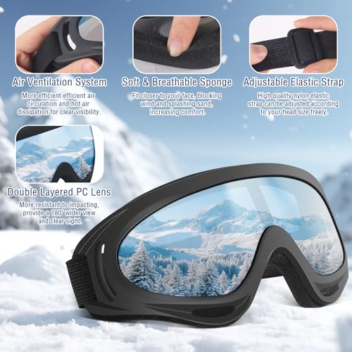 OXG Ski Snowboard Goggles for Men Women, UV Protection Ski Snow Goggles for Kids Youth Adult