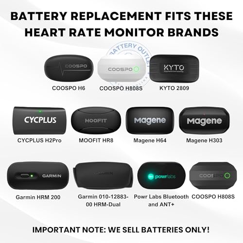 Heart Rate Monitor Chest Strap Batteries (2-Pack) CR2032 – Garmin HRM 200, HRM-Dual, Powr Labs, COOSPO, Magene, MOOFIT, KY...