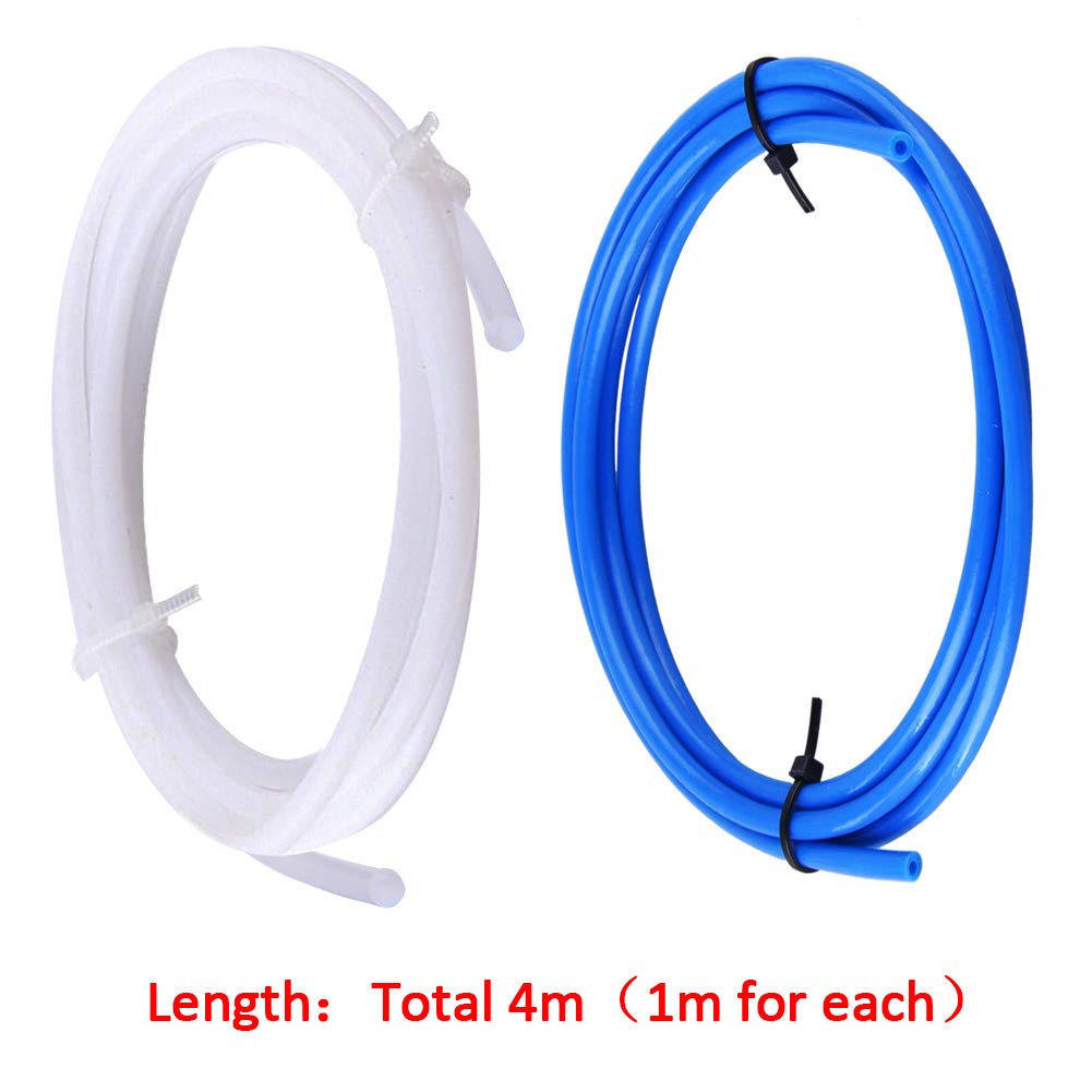 SIQUK 4 Pieces Teflon Tube PTFE Tubing(1 Meter) with 8 Pieces PC4-M6 Fittings and 8 Pieces PC4-M10 Male Straight Pneumatic PTFE Tube Push Fitting Connector for 3D Printer 1.75mm Filament