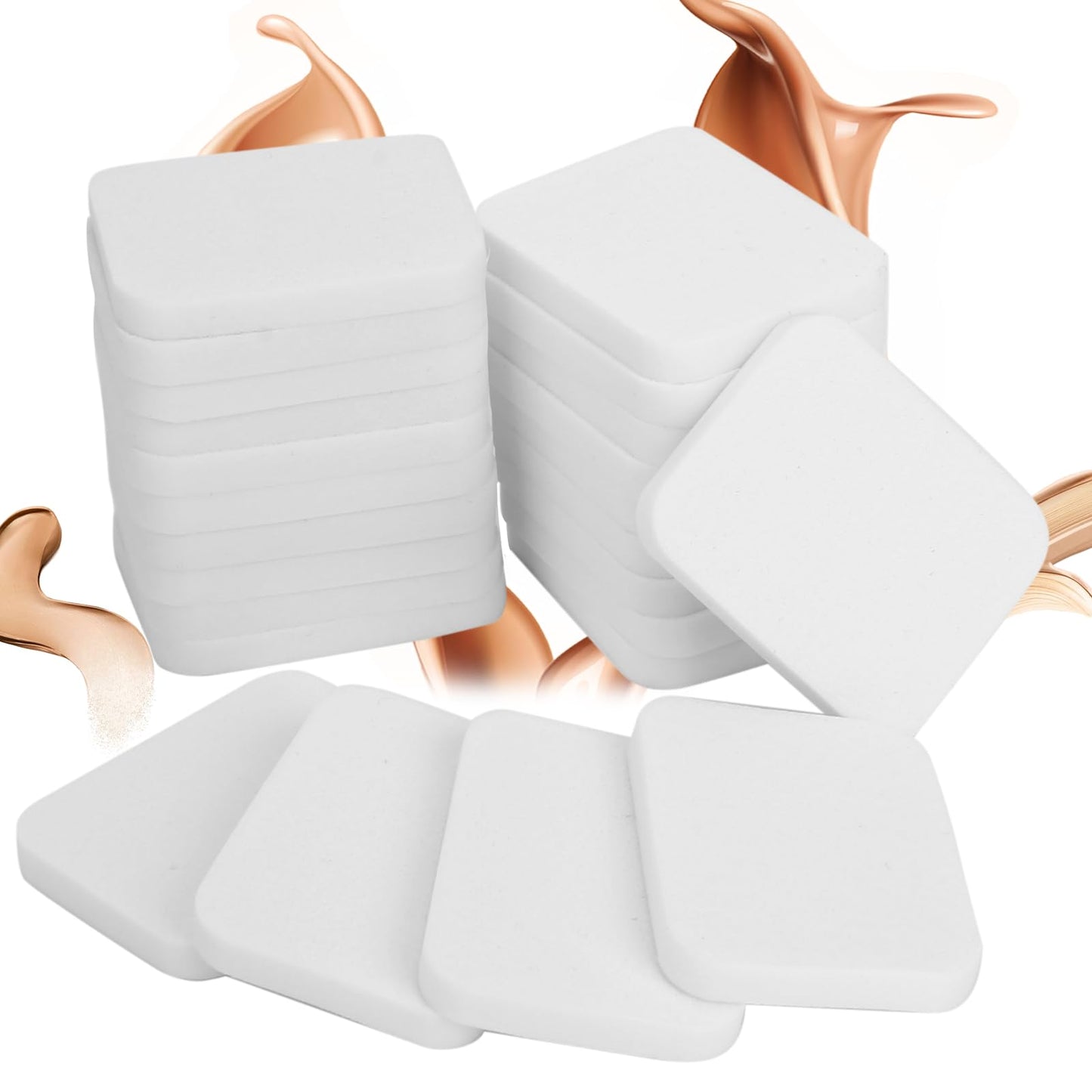 20Pcs White Makeup Cosmetic Sponge Square Make Up Facial Face Soft Sponge Cosmetic Puff Women Lady Beauty Makeup Foundation Powd