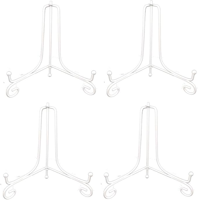 LIONWEI LIONWELI 6 Inch White Iron Plate Stand Holder Easel Display Stand for Plate?Picture?Photo and More,4 pcs.