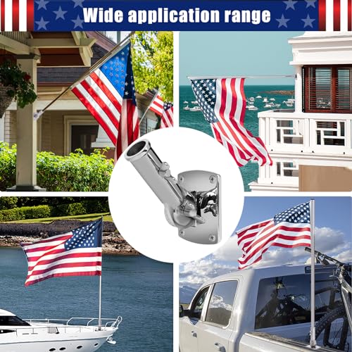 316 Stainless Steel Flag Pole Holder, Marine Grade Ultra Heavy Duty Flag Pole Mount, Outside House Flag Pole Bracket, Flag...