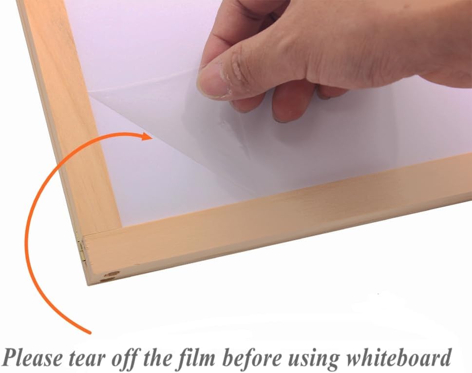 BangQiao Wooden Freestanding A Frame Non Magnetic Chalkboard and Magnetic Dry Erase White Board Display Sign, Double Sided Tabletop Message Board for Home, Office and Counter