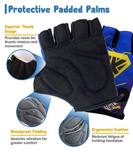 Kids Bike Gloves for Balanced Bike Mountain Bicycle Biking I Breathable Fingerless Toddler Kids Cycling Gloves with Extra ...