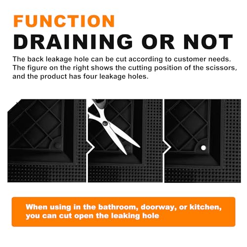 Mibao Front Door Mat Entrance, Waterproof All Weather All Season Non-Slip Rubber Welcome Mat, Dirt Trapper Low-Profile Hea...