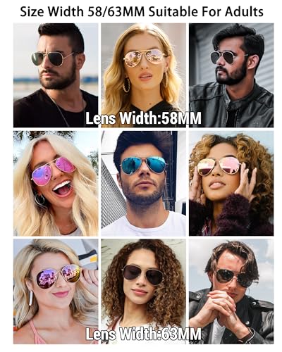 Pro Acme Classic Polarized Aviator Sunglasses 100% UV Protection, 52mm 58mm 63mm