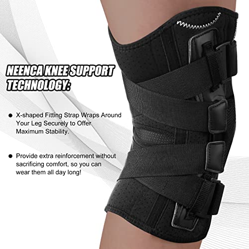 NEENCA Professional Knee Brace for Knee Pain, Adjustable Hinged Knee Support with Removable Side Stabilizers, Support and ...