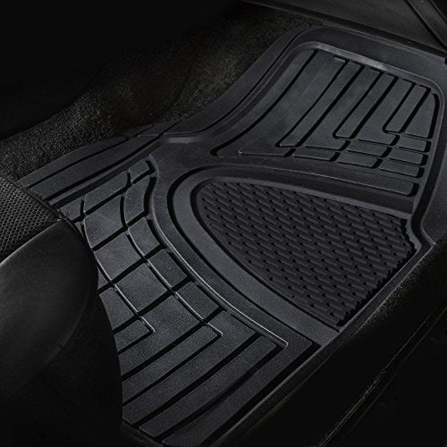 FH Group Automotive Floor Mats - Heavy-Duty Rubber Floor Mats for Cars, Universal Fit Full Set, Climaproof & Trimmable Flo...