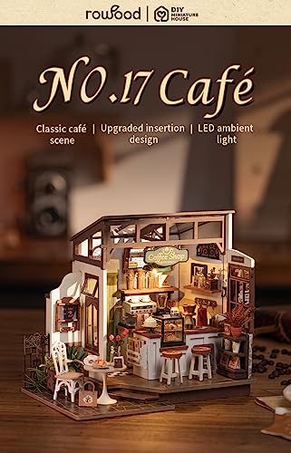 Rowood Coffee Miniature House Kit, DIY Miniature Dollhouse Kits Gifts for Adults to Build, Mayberry Street Miniatures, Woo...