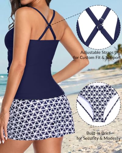 Talisea Womens Tankini Bathing Suits with Skirt Two Piece Tummy Control Swimsuits Ladies Swimwear