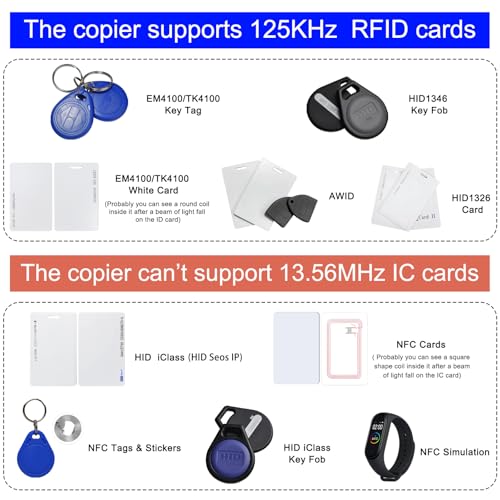 125KHz Card Reader Writer for ID HID and AWID Handheld RFID Copier with5 T5577 Key fobs