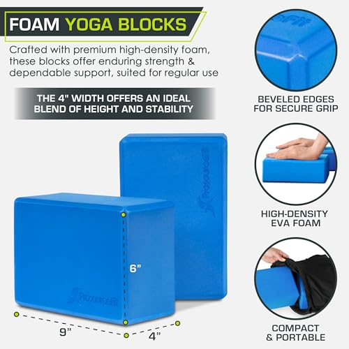 ProsourceFit Foam Yoga Blocks Set of 2, High Density EVA Yoga Bricks, Sturdy Yoga Prop Large Size 4x 6 x 9