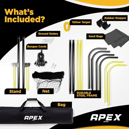 Apex Sports Adjustable Volleyball Rebounder Net 7x4 ft – Bounce Back Training Equipment with Angle Customization for Pract...