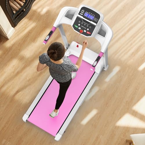 XMKEY Folding Treadmill for Home, 2.5HP Quiet Motor, 300 LBS Capacity, Compact Design with Cup&Pad Holder, LED Display,Saf...