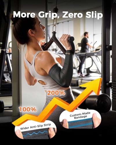 Copper-Infused Compression Arm Sleeves for Men & Women [Stronger Support & Perfect Fit] Ultra Breathable Full Arm Brace fo...
