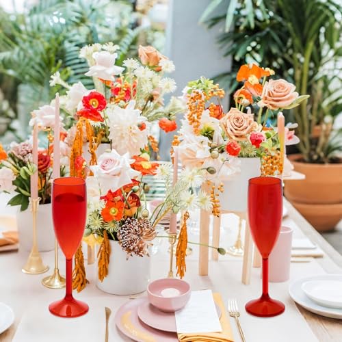 12 Pcs Champagne Flutes 5.4OZ Plastic Champagne Glasses Wine Glasses Plastic Goblets for Parties Mimosa Bar Glasses Stemme...