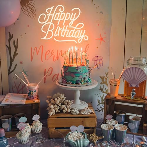 Happy Birthday Neon Sign For Backdrop Birthday Decorations LED Neon Light Signs for Birthday Led Light Up Sign Party Decor...
