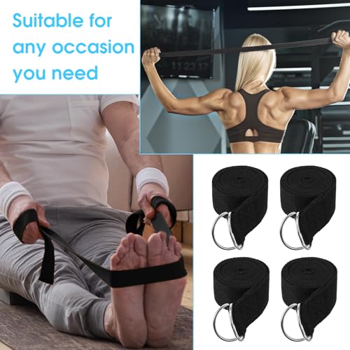 12 Pcs Yoga Strap 6Ft Exercise Stretch Bands for Flexibility with Adjustable Metal D Ring Buckle Loop Stretch Strap Non El...