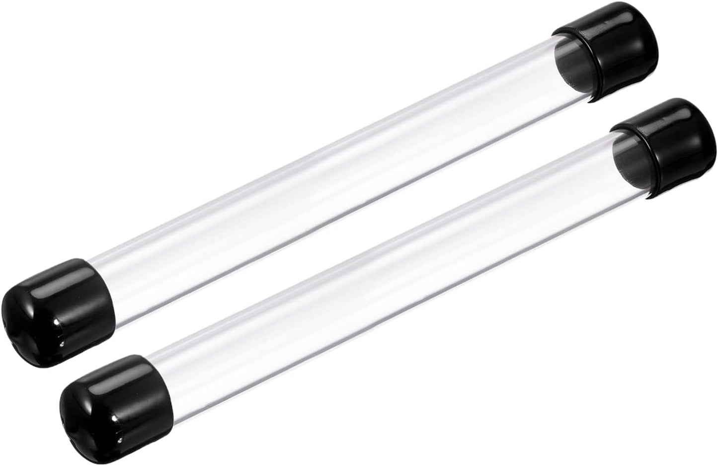 PATIKIL Clear Rigid Tube Round Plastic Tubing with Black Rubber Caps Polycarbonate Water Pipe, 305mm/ 12 Inch Length, 17mmx20mm/0.67"x0.8", 2 Set