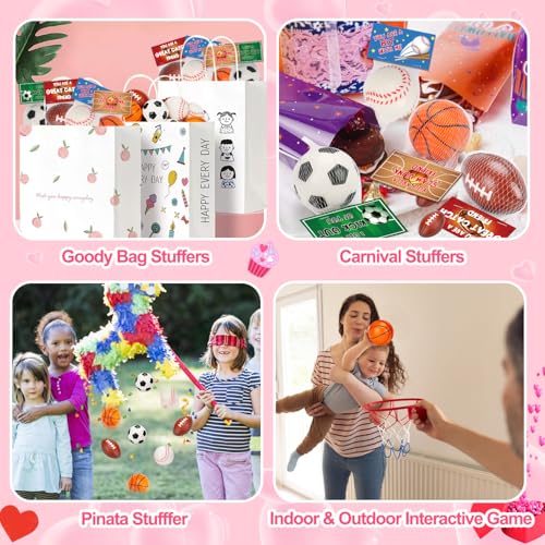 Valentines Day Gifts for Kids, 16 PCS Stress Balls Sports Valentines Day Cards for Kids Foam Bouncy Ball Party Favor for K...