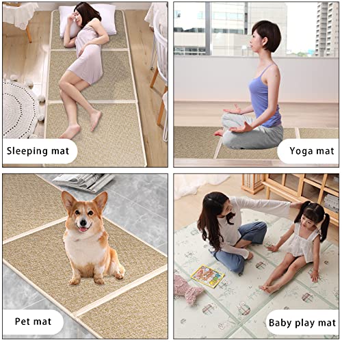 Eanpet Japanese Tatami Mat Foldable Floor Mats Non-Slip Futon Mattress Sleeping Mat Summer Yoga Mat Indoor Outdoor Runner ...
