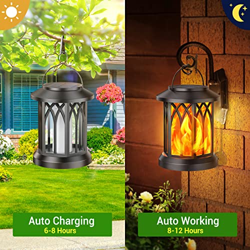 KOOPER 4 Pack Solar Lantern Outdoor Lights, Upgraded Flickering Flame Solar Lanterns Lights Outdoor Waterproof, Hanging La...